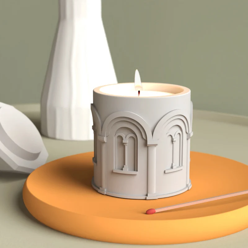 

Silicone Mold For Candle Jar Storage Box European Architectural Design Lid molds Pot Concrete Candle Cup molde de silicone mold