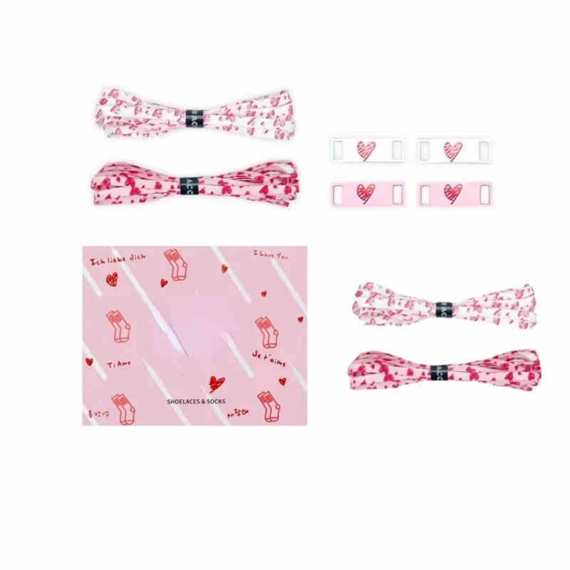 

Doodle Hearts Valentine Colorful Shoelaces Buckle Creative Unisex Flat Canvas Sneakers Shoes Laces Shoes Strings Trend Color