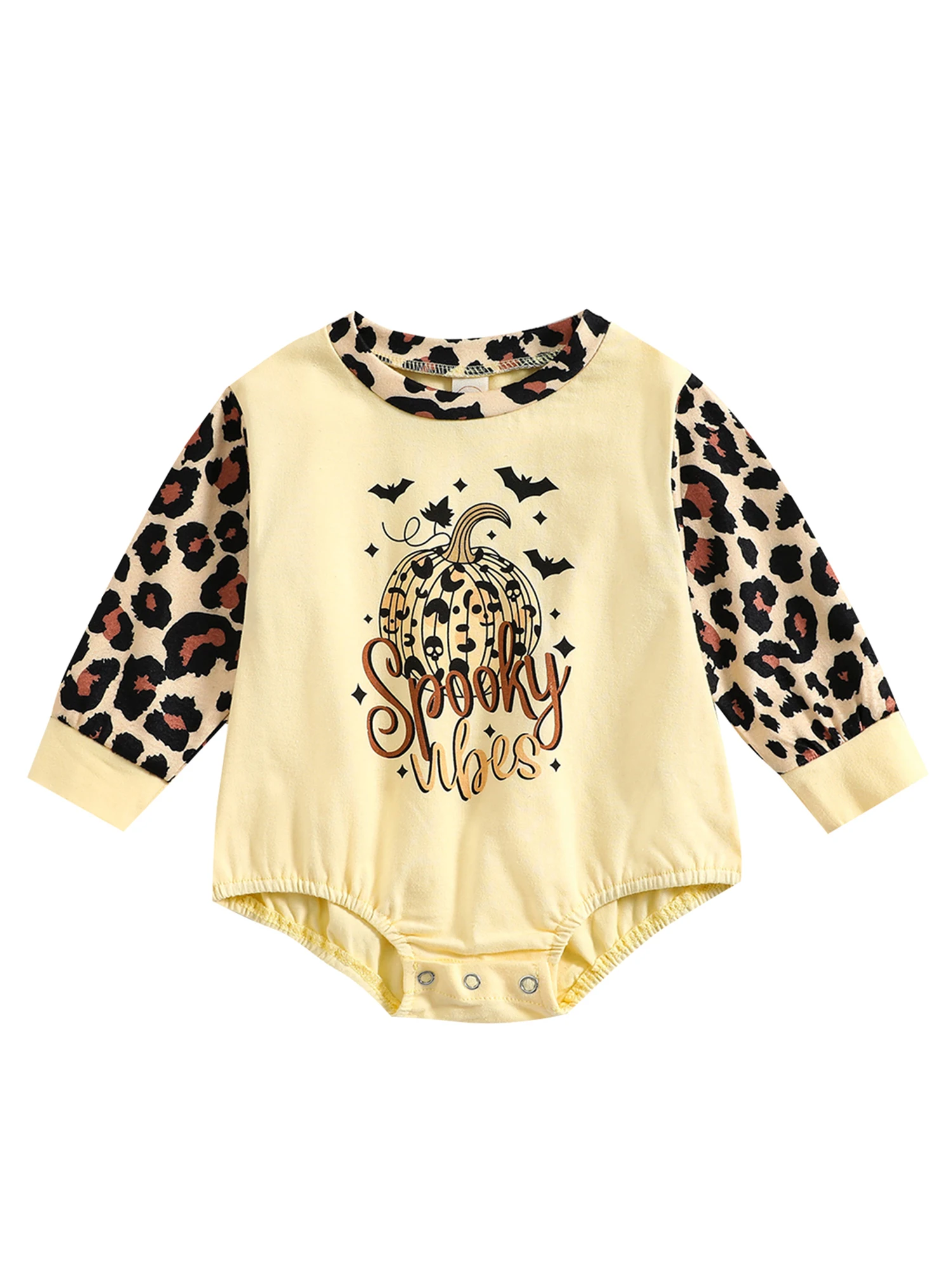

Newborn Baby Girl Boy Halloween Outfits Long Sleeve Pumpkin Romper Bodysuit Fall Tops