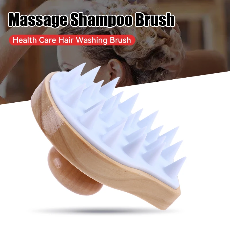 

Soft Silicone Head Scalp Massage Comb Shampoo Brush Hair Washing Comb Wooden Shampoo Brush Hair Scrub Brush Comb Hair Cleaning