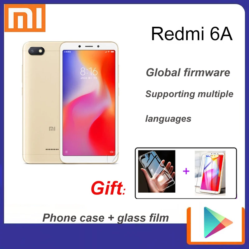 

Xiaomi Redmi 6A celular Google Play Android smartphone Face Unlock instock 3G 32G