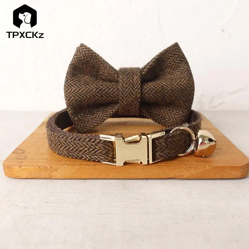 

Cat Collar with Bell Bow Personalized Engraving Nameplate Kitten Collars Cat Necklace Customized Small Dogs Chihuahua Yorshire