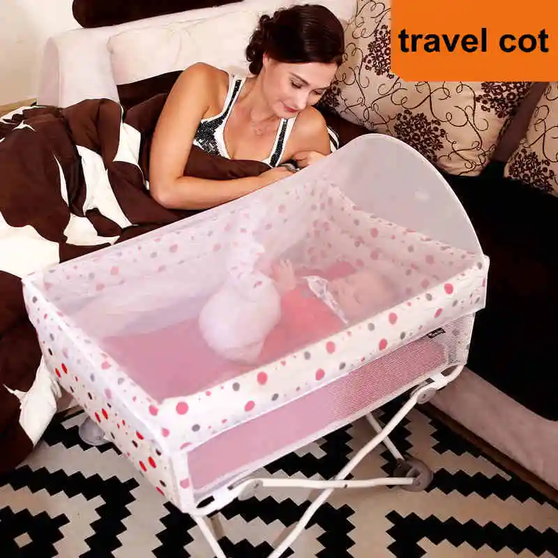Folding Baby Travel Crib, Lightweight 4.3kg Infant Cot, Can Take On Plane Kids Bed