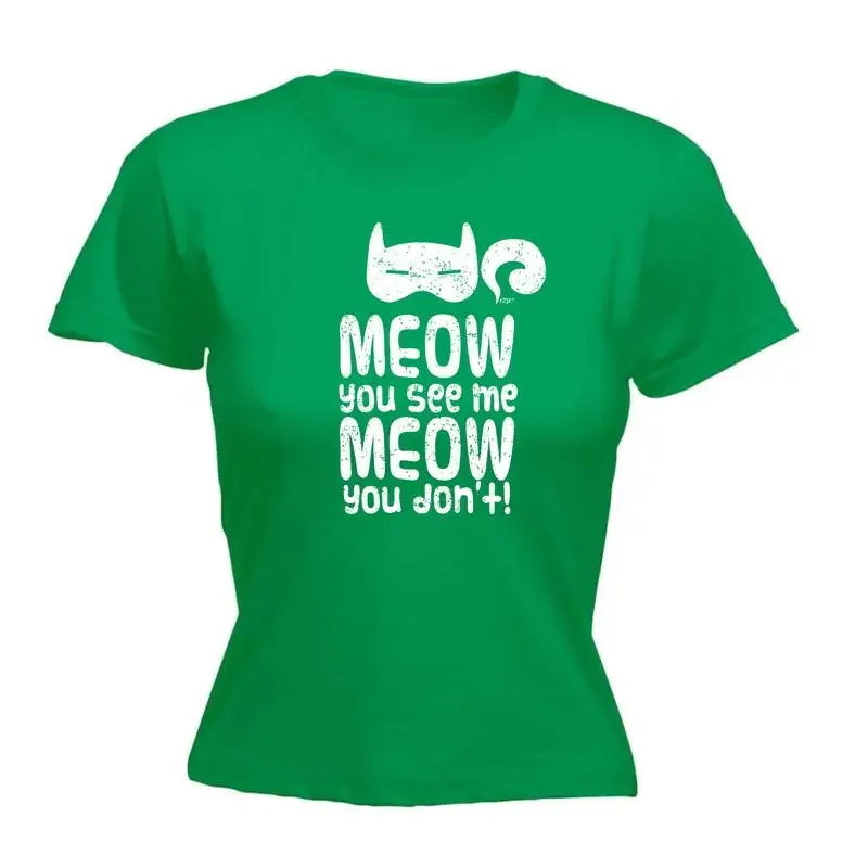 Фото Женская футболка Meow You See Me Dont, забавный подарок на новинку №1