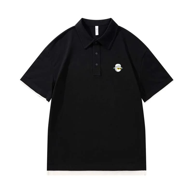 2023 Men's Wear Malbon Golf Polo Clothing Summer Men Shirt Solid Color Short Sleeve Casual Business Sports