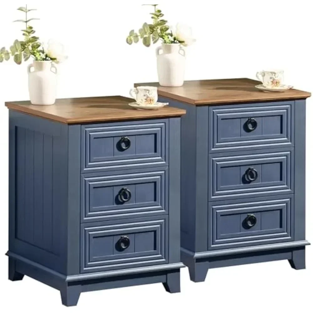 Набор тумбочек из 2 шт. 18-дюймовый торцевой столик для фермерского дома с 3