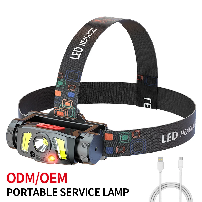 

Индуктивная Водонепроницаемая Налобная лампа, наружная портативная перезаряжаемая Налобная мини-лампа COB для рыбалки