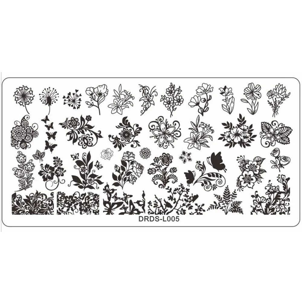 1 шт. 12*6 см Дизайн ногтей летние цветочные штамповки пластины свежий цветочный узор пластины-Шаблоны Шаблон для ногтей инструмент для переноса ногтей #