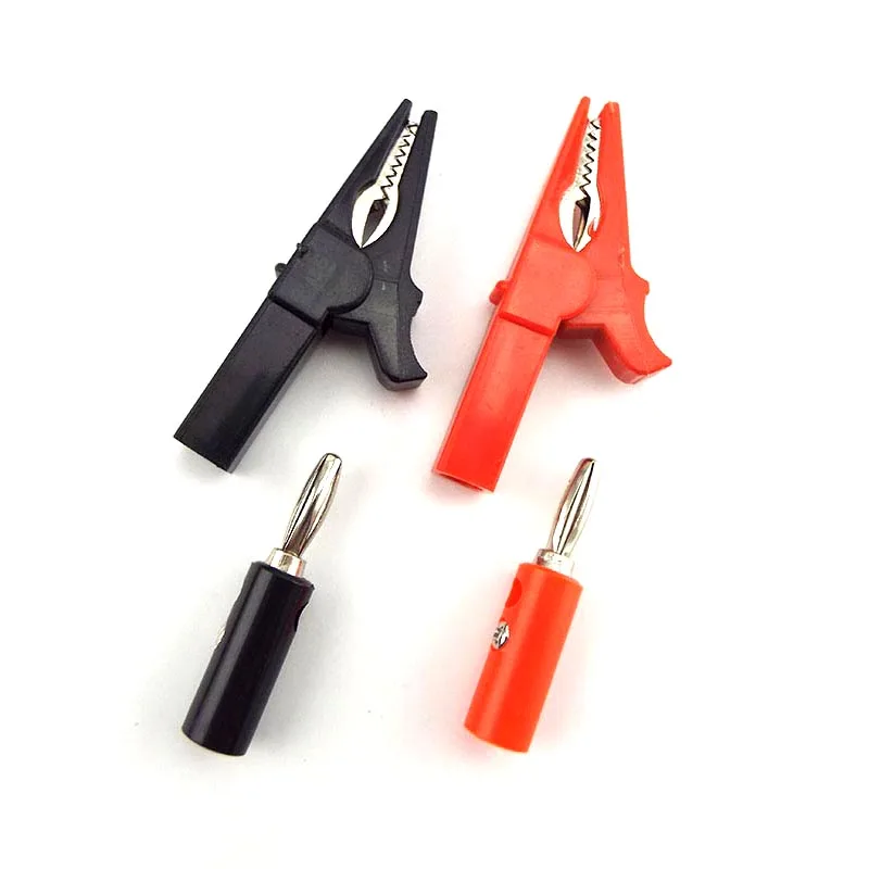 

55mm Alligator Clip+ 4mm Banana Plug Test Probe With Banana Plugs Cable Clamp Clips Socket Battery Red Black
