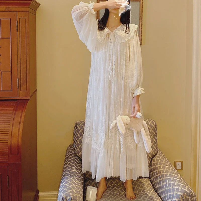 Винтажные ночные рубашки в викторианском стиле кружевное платье с вышивкой