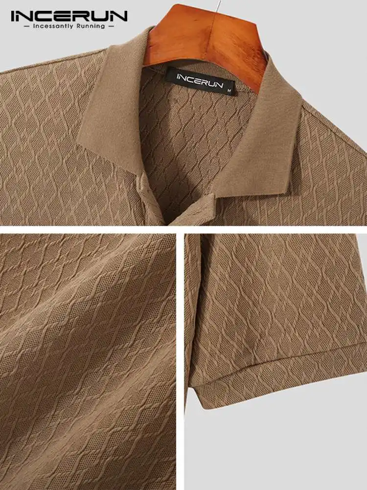 Casual Simple Style Men's Printing Lapel Blouse Stylish Male All-match Loose Short Sleeve Button Shirts S-5XL INCERUN Tops 2022
