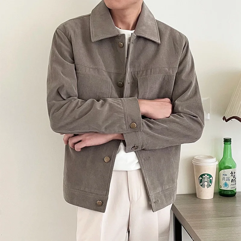 2022 Autumn Corduroy Men's Jackets Korean Fashion Casual Outwear Social Streetwear Bomber Coat Jaqueta Masculina Men Clothing