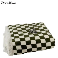sherpa throw blanket fuzzy fleece blanket checkerboard pattern flush cozy cashmere bed spread blankets for beds sofa couch