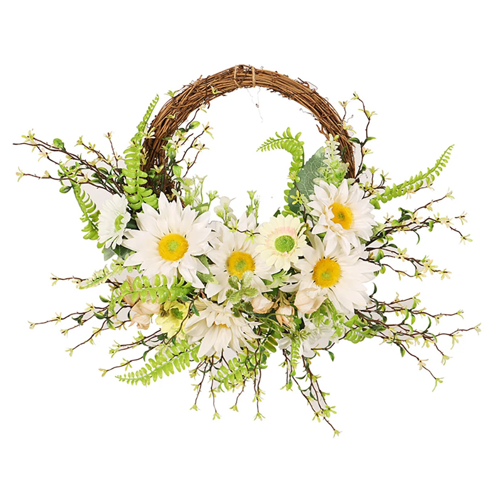 

Artificial Sunflower Fern Wreath for Front Door Home Office Party Holiday, Spring and Summer Farmhouse Decoration