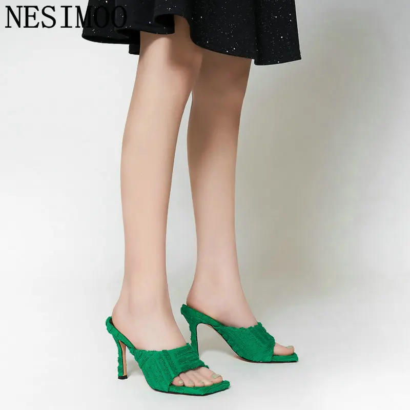 

Летние повседневные сандалии NESIMOO с ремешком на пятке, женская обувь из микрофибры на платформе, женские туфли на тонком высоком каблуке с к...