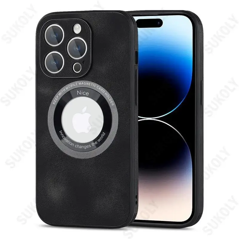 

Luxury Litchi Grain Leather Magnetic For Magsafe Wireless Charging Case For iPhone 14 13 12 Pro Max 11 Shockproof Bumper Cover