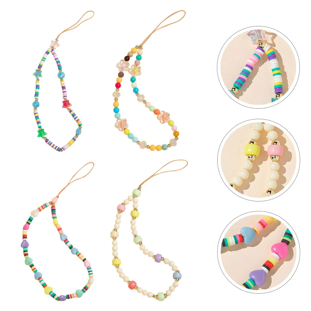 

4pcs Creative Phone Chains Mobile Phone Hanging Straps Phone Wrist Chains
