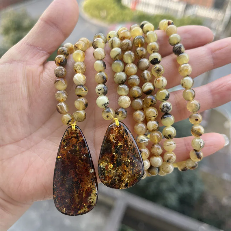 6 5 мм 100% оригинальный янтарный кулон ожерелье подарок натуральный камень круглые