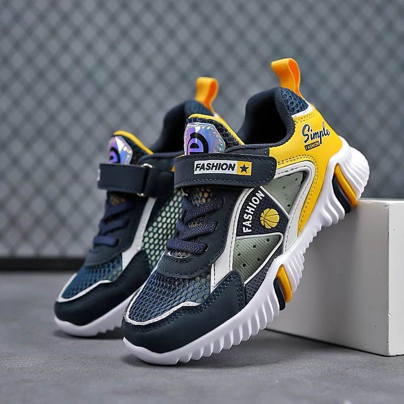 

Summer Hollow Childrens Shoes Fashion Color-blocking Mesh Non-slip Boys and Girls Sneakers Student Sports 7-12 Years Old Kids