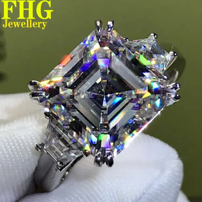 

1 2 3 4 5 Carat Solid Au375 9K White Gold Ring DVVS1 Moissanite Diamonds Asscher Shape Wedding Party Engagement Anniversary