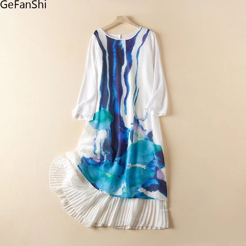 

Женское платье с длинным рукавом, повседневное весеннее платье свободного покроя с принтом в стиле пэчворк для отдыха и путешествий, 2023