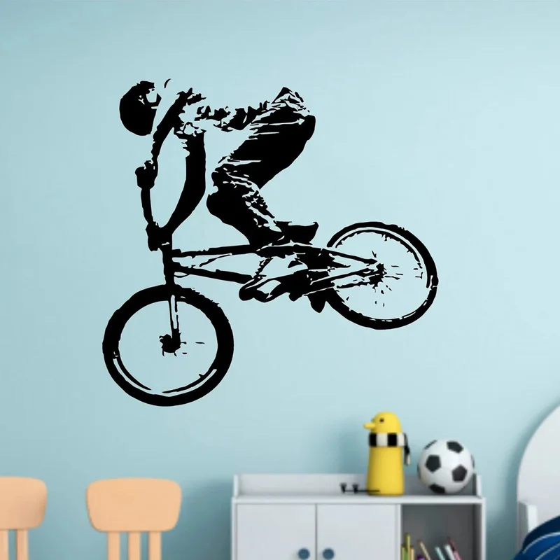Bicycle Motocross BMX Extreme Sport Wall Sticker Vinyl Interior Home Decor Boys Teens Room Playroom Decals Transfer Murals G038 |