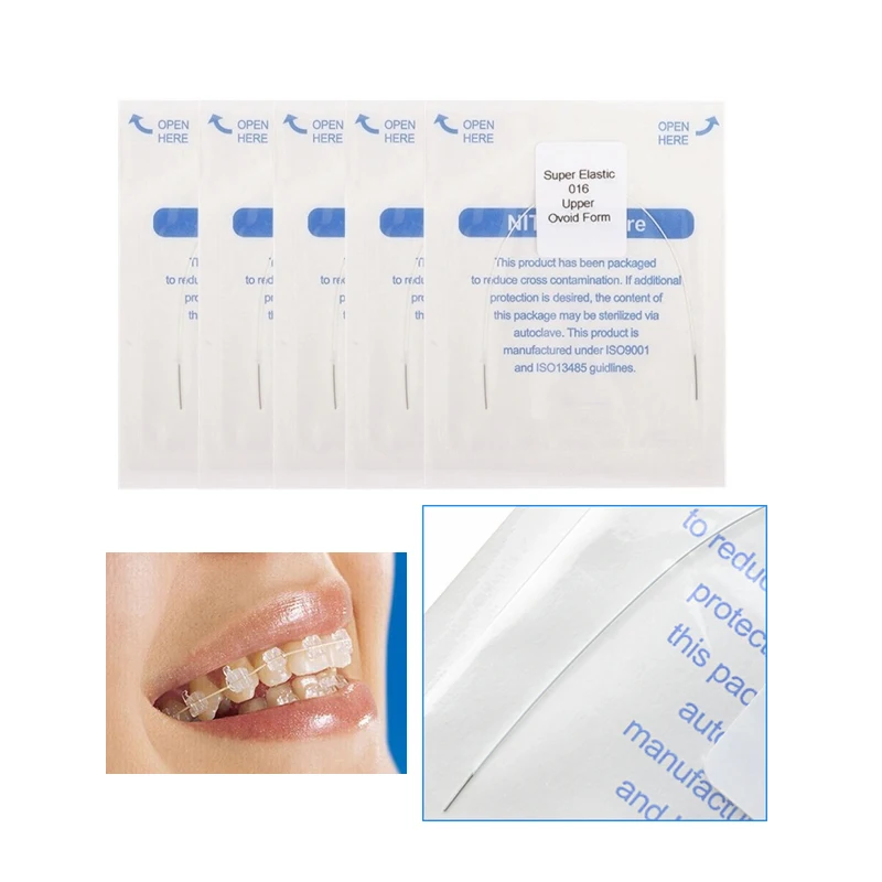

10Bags Dental Orthodontic Super Elastic White Niti Arch Wires Color Coated Dentistry Archwires for Orthodontic Brackets Brace