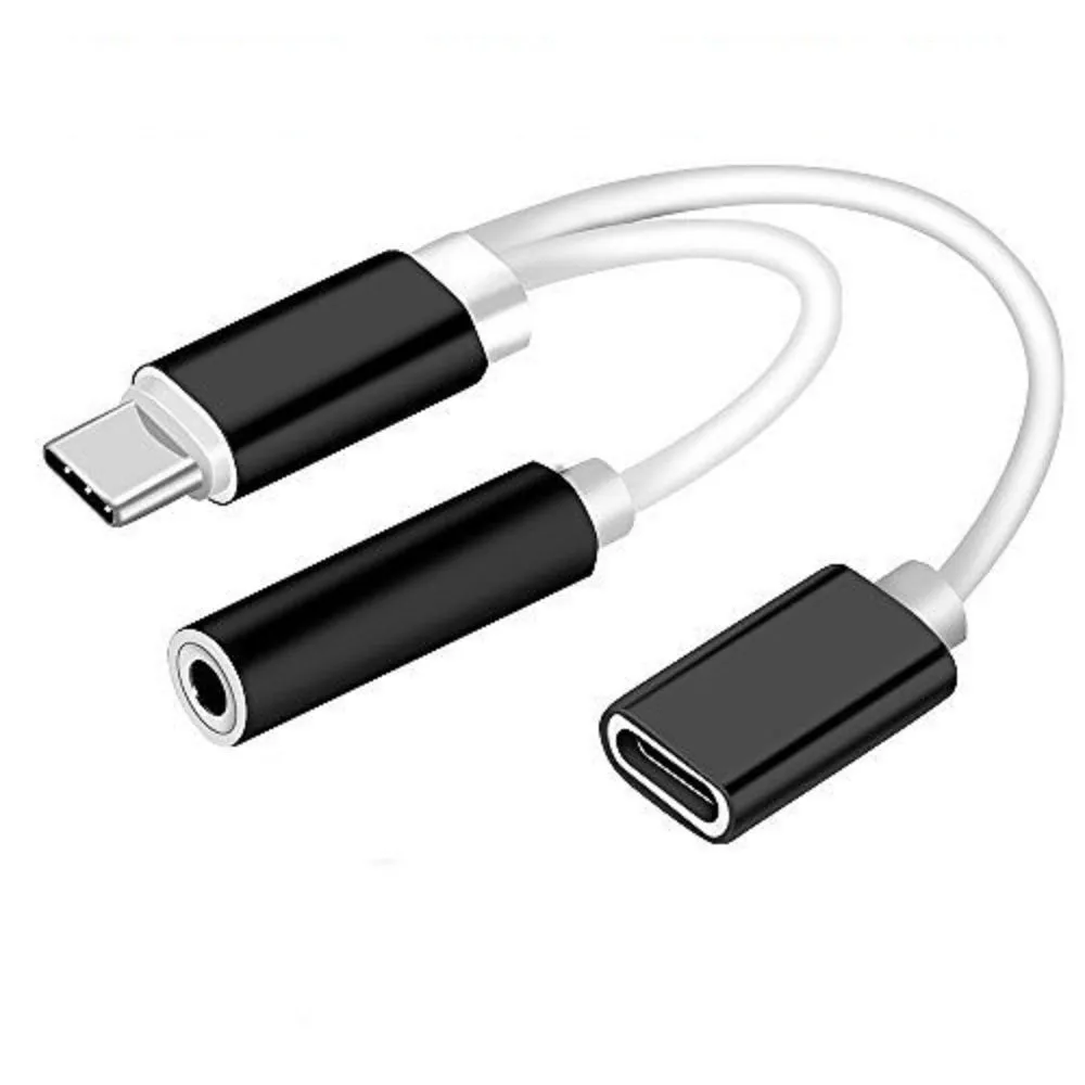 

New 2 in 1 Type-C to 3.5mm Jack AUX Cable For Xiaomi Huawei Sumsung Adapter Headphone Charging Cable Adapter Splitter