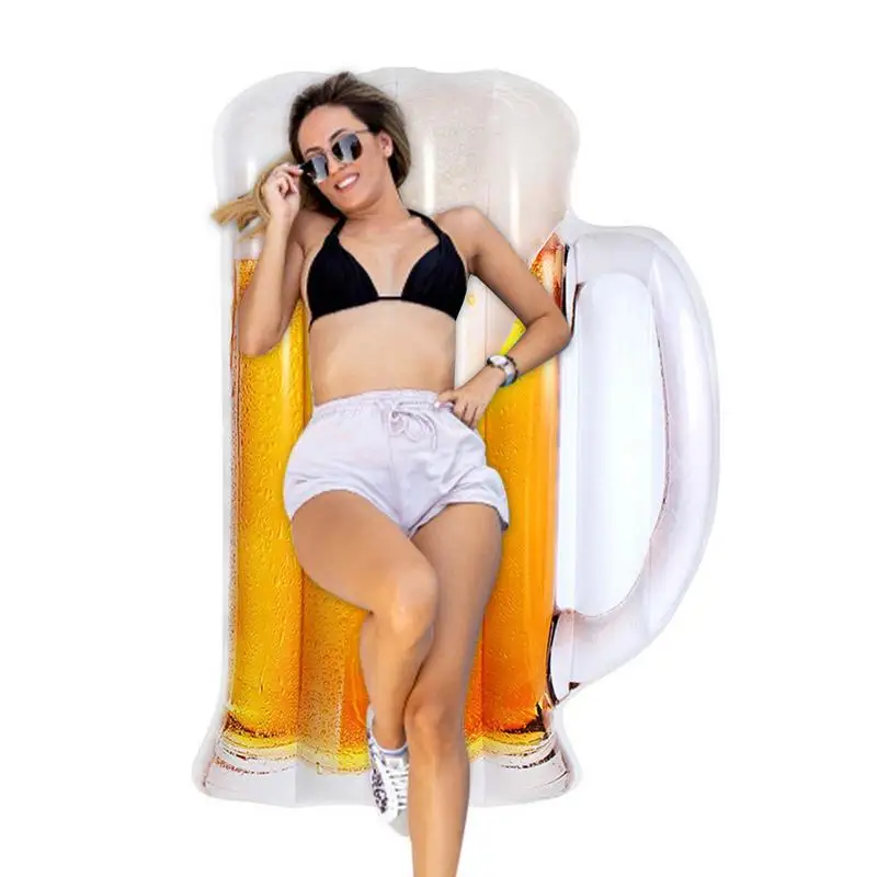 

Floating Bed For Pool Beer Mug Inflatable Swimming Pool Floats Inflatable Tanning Pool Lounger Float Sunbathing Pool Lounge Raft