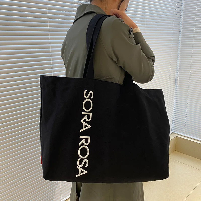 

Корейская Вместительная женская сумка на одно плечо, однотонная японская Холщовая Сумка, универсальная большая тканевая сумка, персонализ...