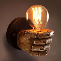 creative retro fist wall light resin leftright industrial style led lamp for home bar cafe hotel dining room decoration gift su