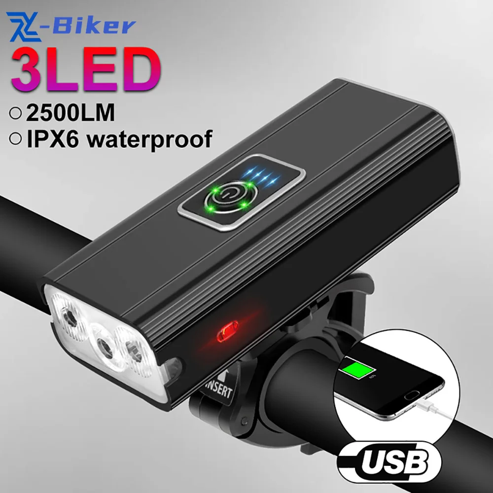 

3T6 LED Bicycle Lights 2500LM 4800mAh USB Rechargeable MTB Headlight Road Bike Lantern Front Lamp Outdoor Cycling Flashlight