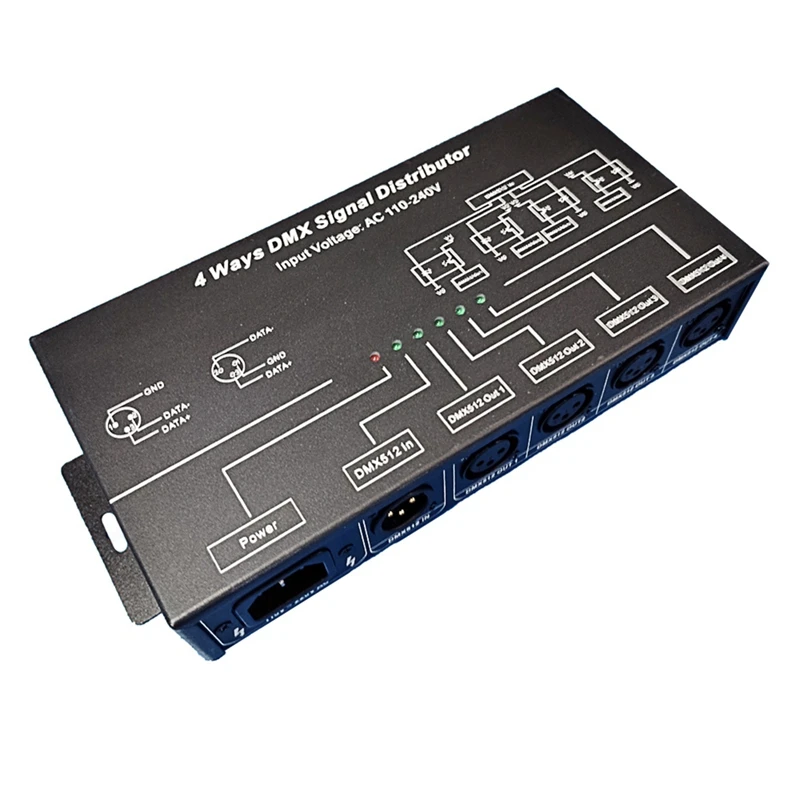 Переменный ток 240-в вход DMX512 от 1 до 4 концентратора DMX ретранслятор сигнала