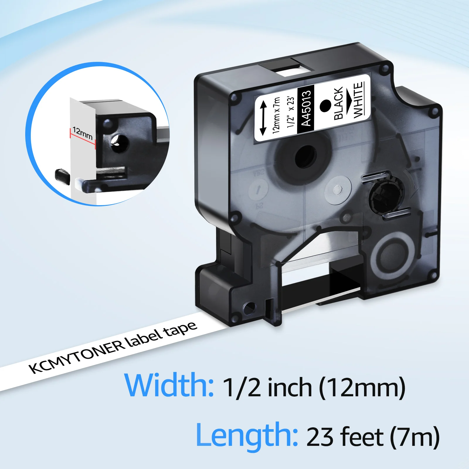 Лента этикеток GREENCYCLE 10PK черно-белая совместимая с Dymo D1 45013 стандартная лента 1/2