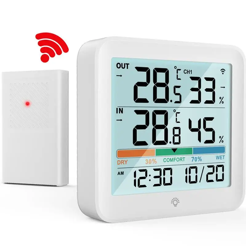 NOKLEAD LCD Temp/Humidity Indoor/Outdoor Meter with Sensor for Home and Office Use