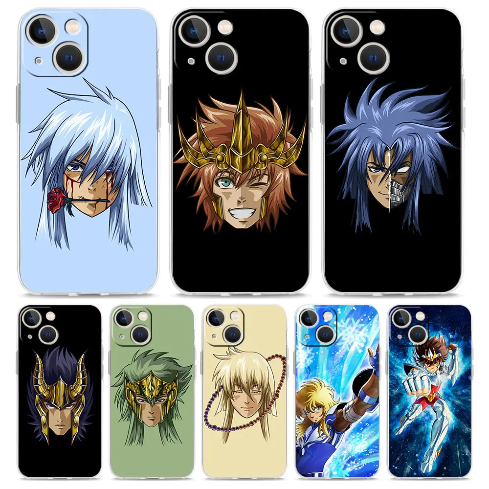 

Luxury Phone Case For iPhone 14 13 12 11 Pro Max XS X XR SE3 7 8 Plus Soft Clear Cover Saint Seiya Knights of the Zodiac Anime