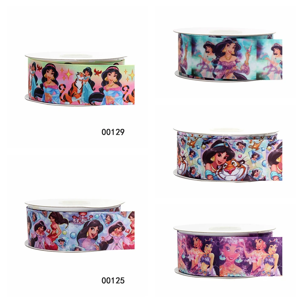 

Disney Jasmine Princess Cartoon Grosgrain Ribbon Printed DIY 50yards FOE for Bows Craft Supplies Decoration Handmade Materials