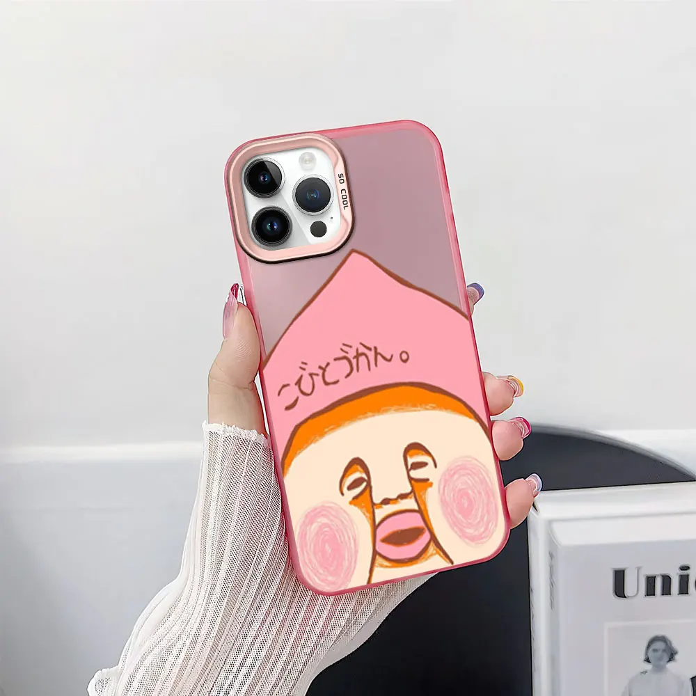 Cute Cartoon Kobito Peach Phone Case for iPhone 12 11 13 14 15 16 Pro Plus IMD Plating Cover