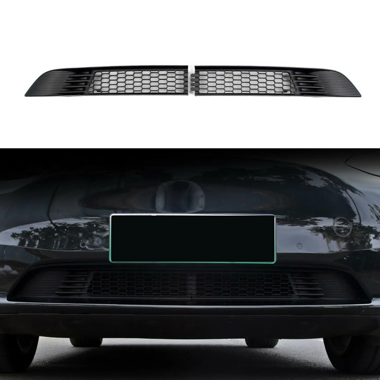

Black Exterior Front Mesh Grille Insert Net 2pcs For Tesla Model Y 2020-2022