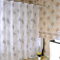 translucent shower curtain fashion gray leaves romantic art waterproof bath curtains with hooks 180x180cm bathtub curtains decor