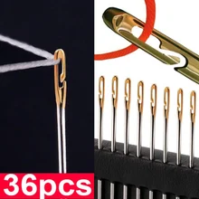 12/24/36Pcs Blind Needle Elderly Needle-side Hole Hand Household Sewing Stainless Steel Sewing Needless Threading Diy Jewelry