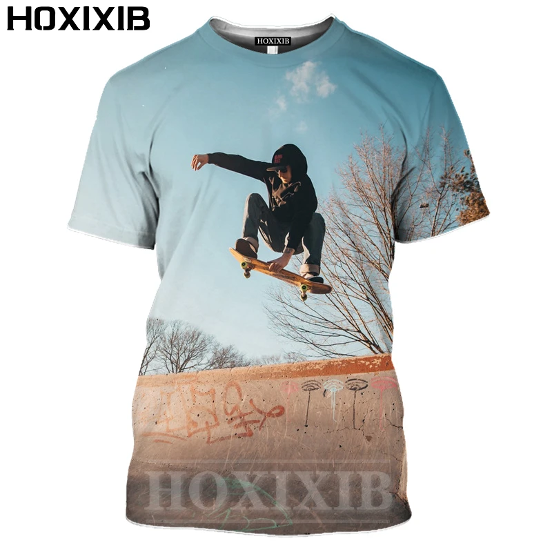 

Футболка HOXIXIB с 3D-принтом для экстремальных видов спорта, скейтборда, Мужская одежда, забавная Винтажная футболка в стиле хип-хоп для улицы, ...