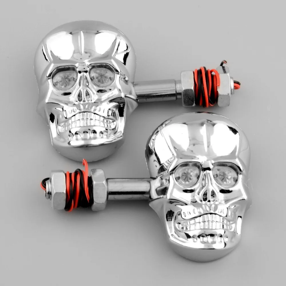 LED Indicator Unit Motorcycle Turn Signal Flasher Skull Head Chrome Cafe Racer Accessories for Kawasaki Z750 R1200r BMW ... |