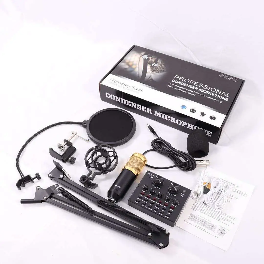 BM 800 Condenser Microphone V8 Sound Card Set Professional Audio  BM800 Mic Studio for Karaoke Podcast Recording Live Streaming images - 6