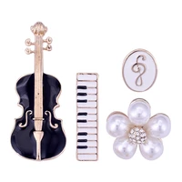 brooch pinlapel fiddle enamel pearl music piano shawl neckline safety sweater womens instrument clips musician hat themed