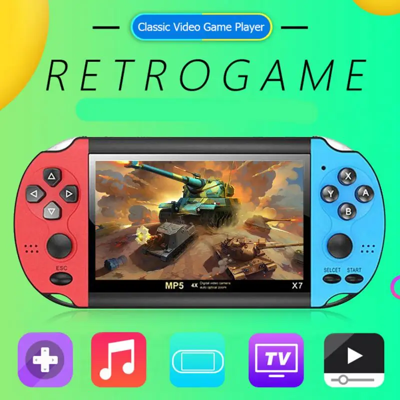 

X7 Music Reading Handheld Player Game Console Support TV Out Dual Joystick Game Console Retro Childhood Classic Game Console