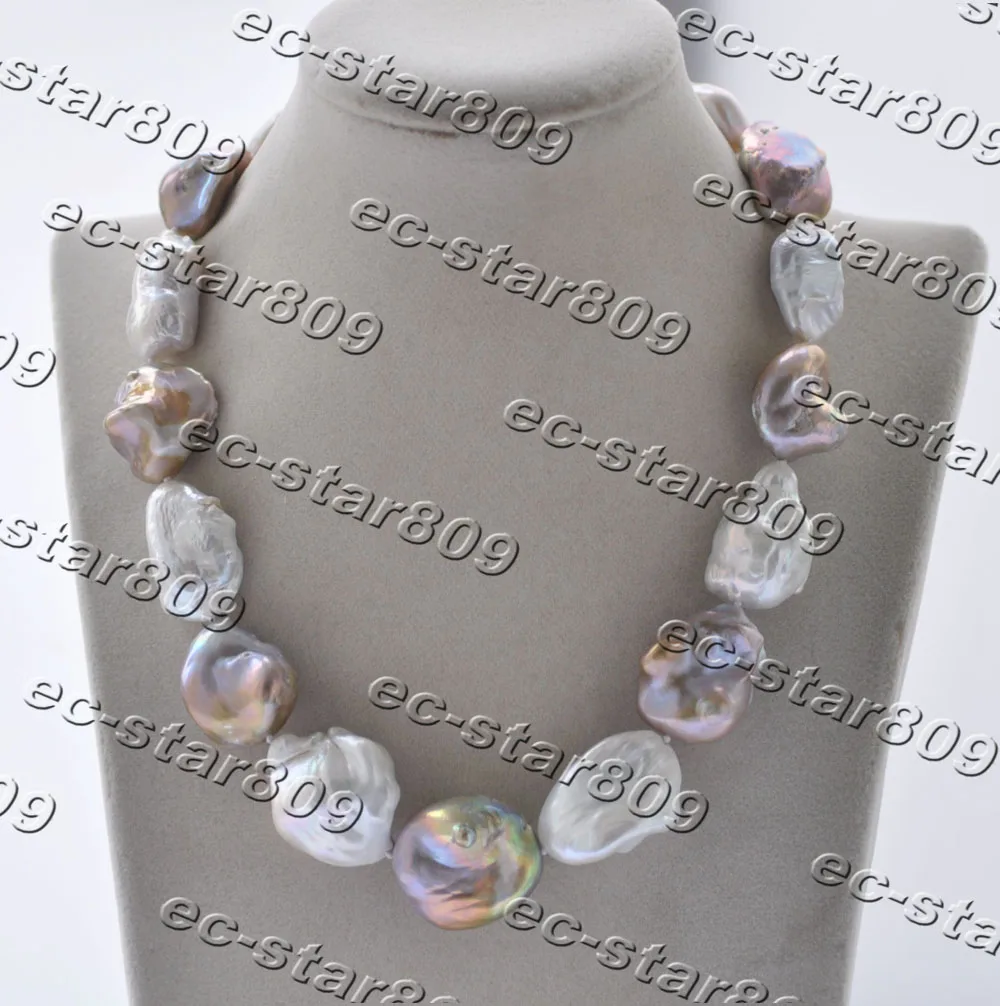 

MCT·STAR Z11190 Huge 17"~24” 29mm Baroque Lavender White Reborn KESHI Pearl Necklace Choker