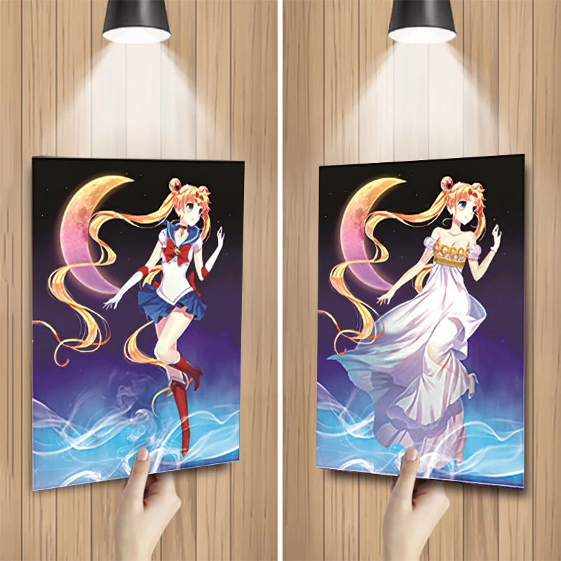 

Anime Girl Tsukino Usagi 3D Lenticular Poster 3D Lenticular Flip Changing Pictures 3D Wall Decor Gift Home Decor Toy Gifts