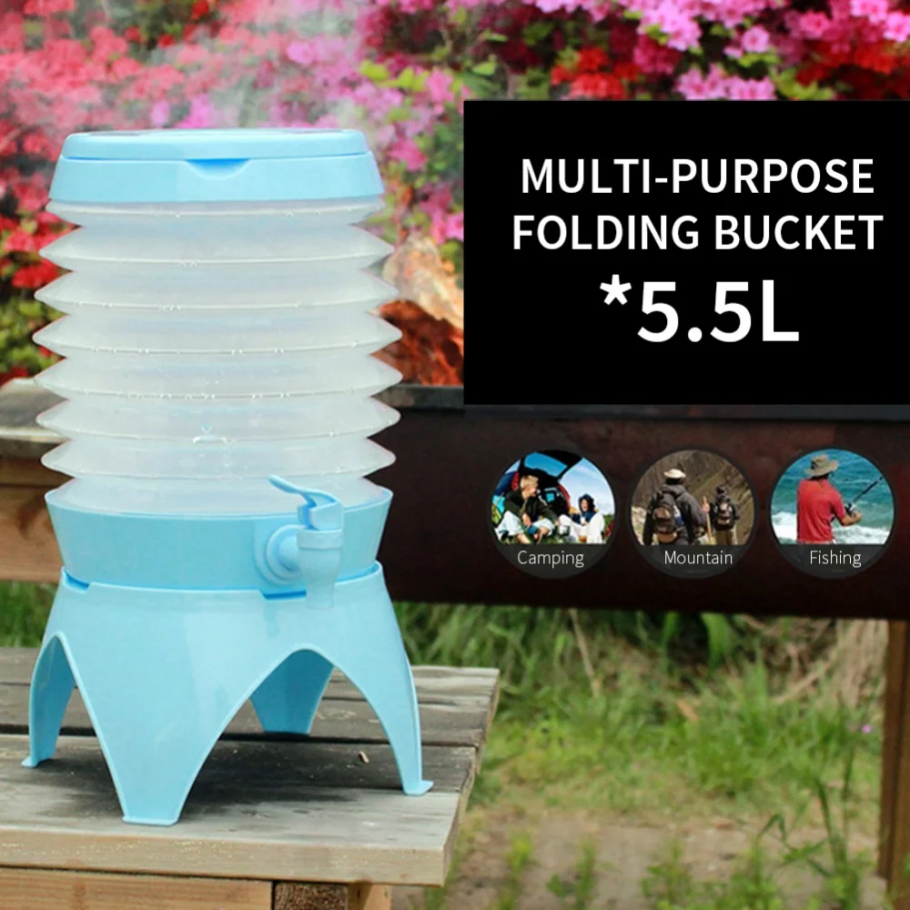 

Foldable Drinking Water Storage Tap Bucket Utralight Outdoor Camping Hiking Fishing Travel Carrier Collapsible Water Container