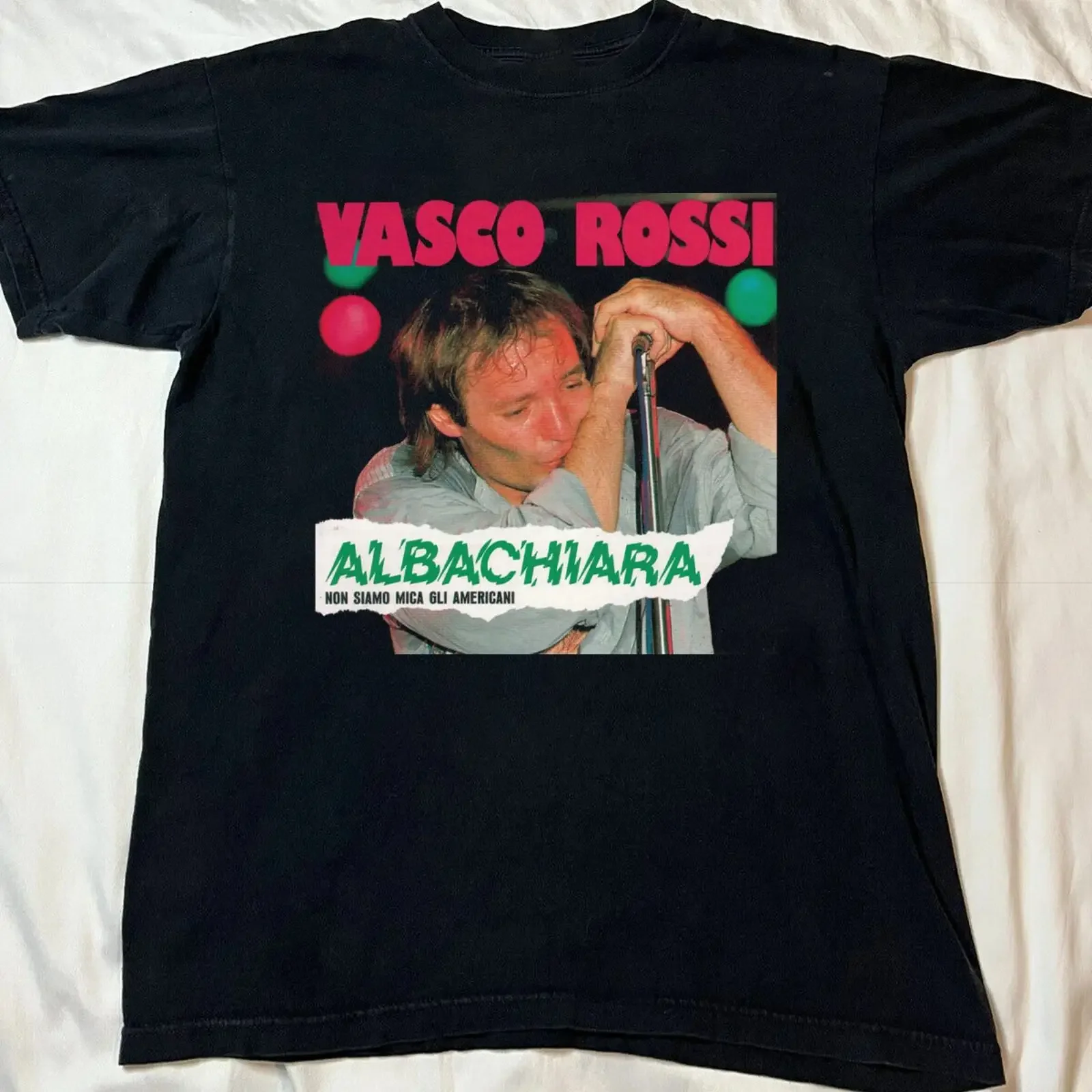 Фото Футболка Albachiara album by Vasco Rossi из черного хлопка, размер S-5XL, HL828, винтажная, с эффектом потертости, универсальная, повседневная, уличная мода, мужская №1